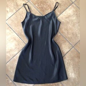 Elegant Black Satin Mini Slip Dress